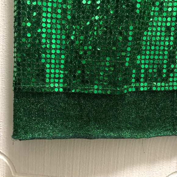 Green sequin costume dress with slit fits M/L - Picture 5 of 6